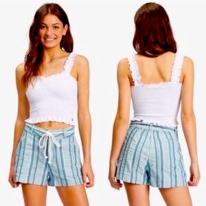 Teal striped Roxy Sailing Dream beachy shorts